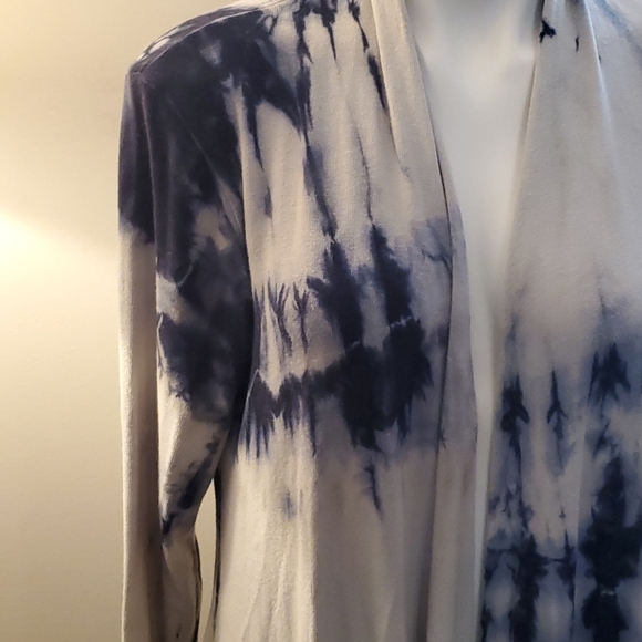Soft Surroundings open waterfall blue tie dye cardigan sweater Size S - Picture 4 of 6